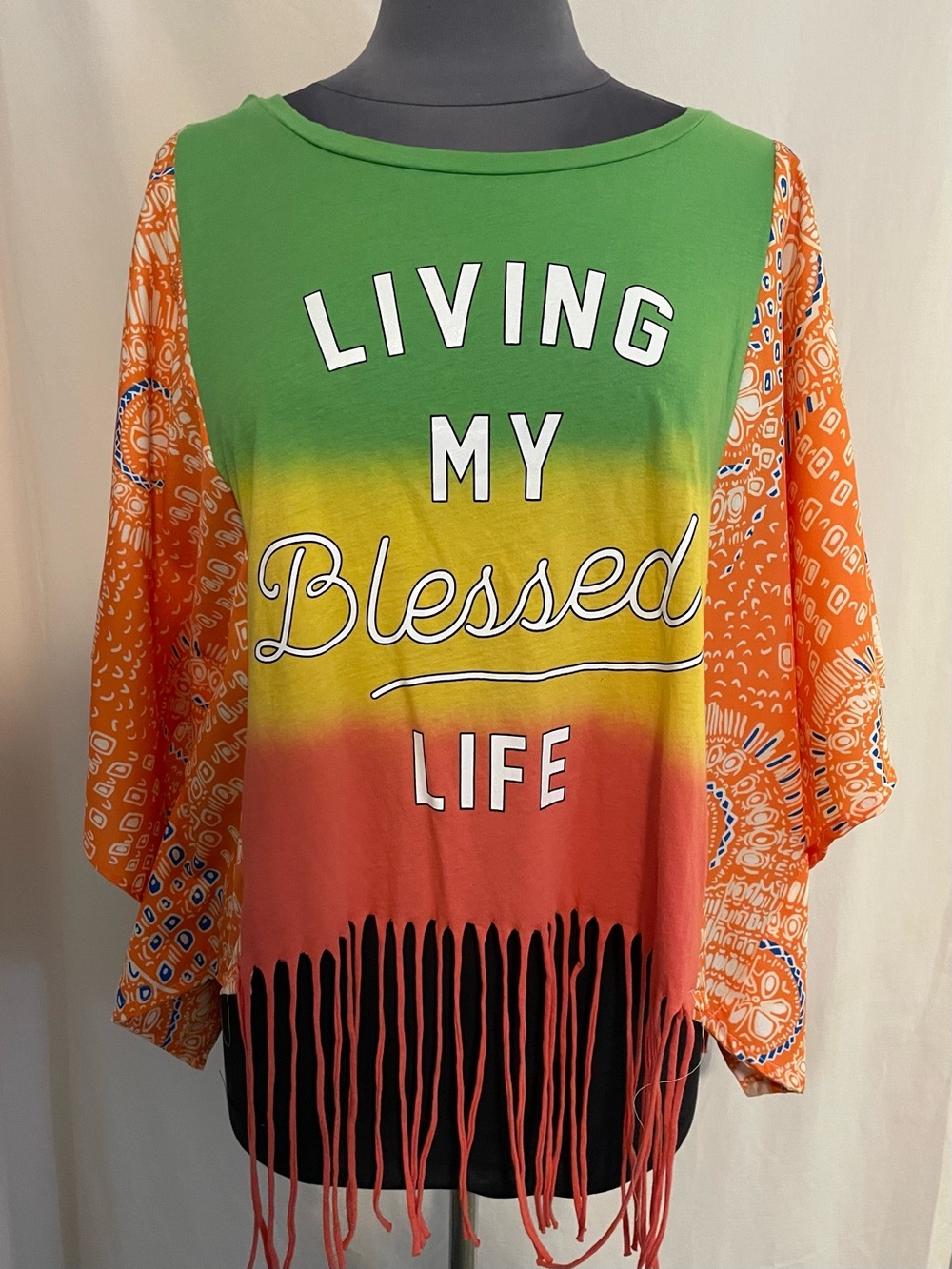 Living My Blessed Life Fringe Top - Multicolor
